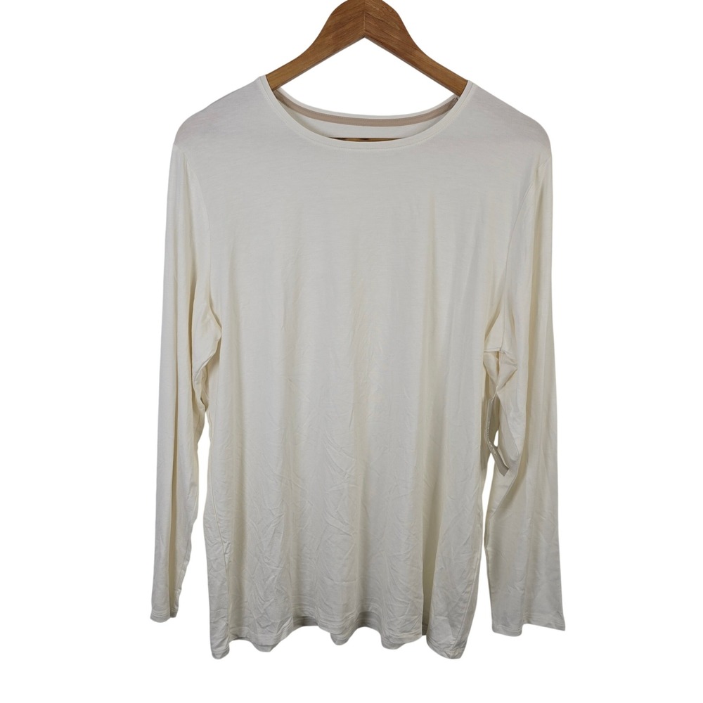 Chico's The Ultimate Tee Ecru Scoop Neck Long Sleeve Basic Knit Top Size XL 3